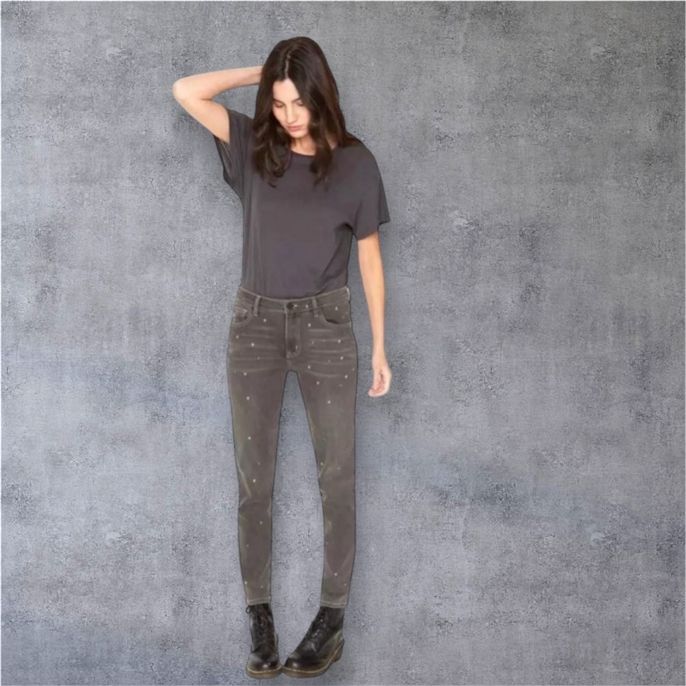 FREE PEOPLE Sandrine Rose Polka Grey Denim Jeans